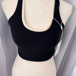 Mikoh Black Crop Tank Bikini Top with Cream Trim Double lined. XS NWT